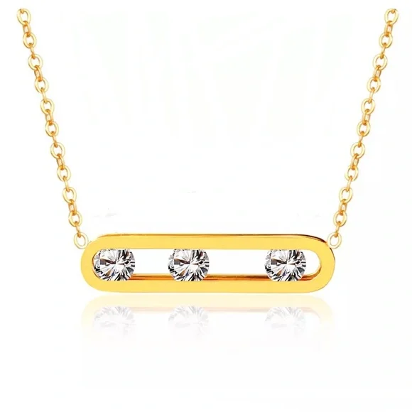 🆕 Gorgeous 18k Diamond Slider Oval Bar Necklace NWT - Picture 3 of 16